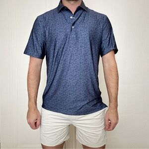 Hickey Freeman Men’s Performance Golf Polo Blue Clover Print Size Small New
